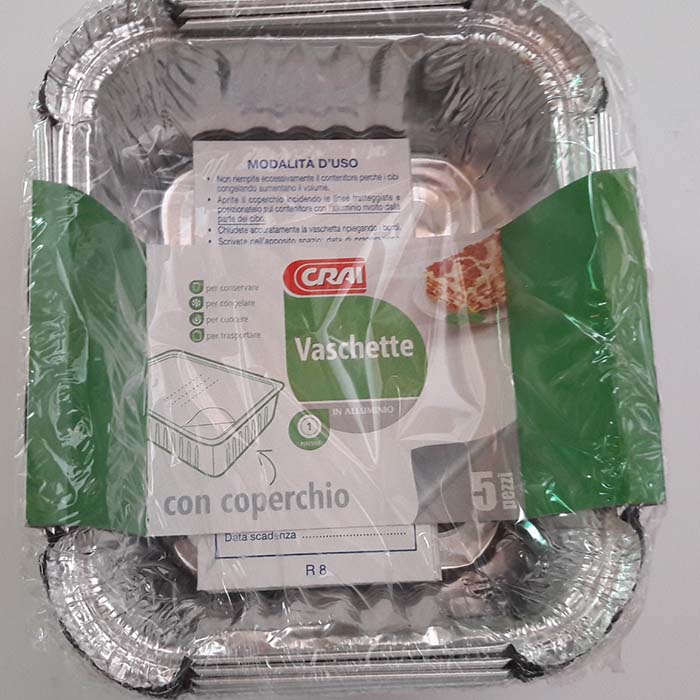 Vaschette Alluminio Crai 1 Porzione x5 con Coperchio