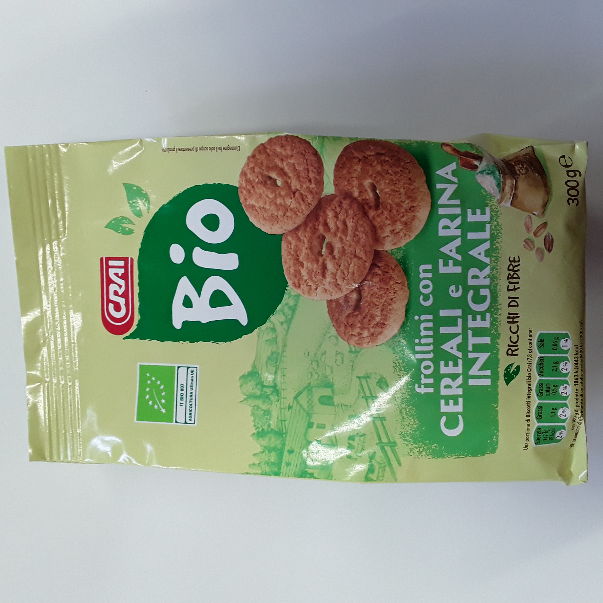 Biscotti Cereali e Farina Integrale Bio Crai g300