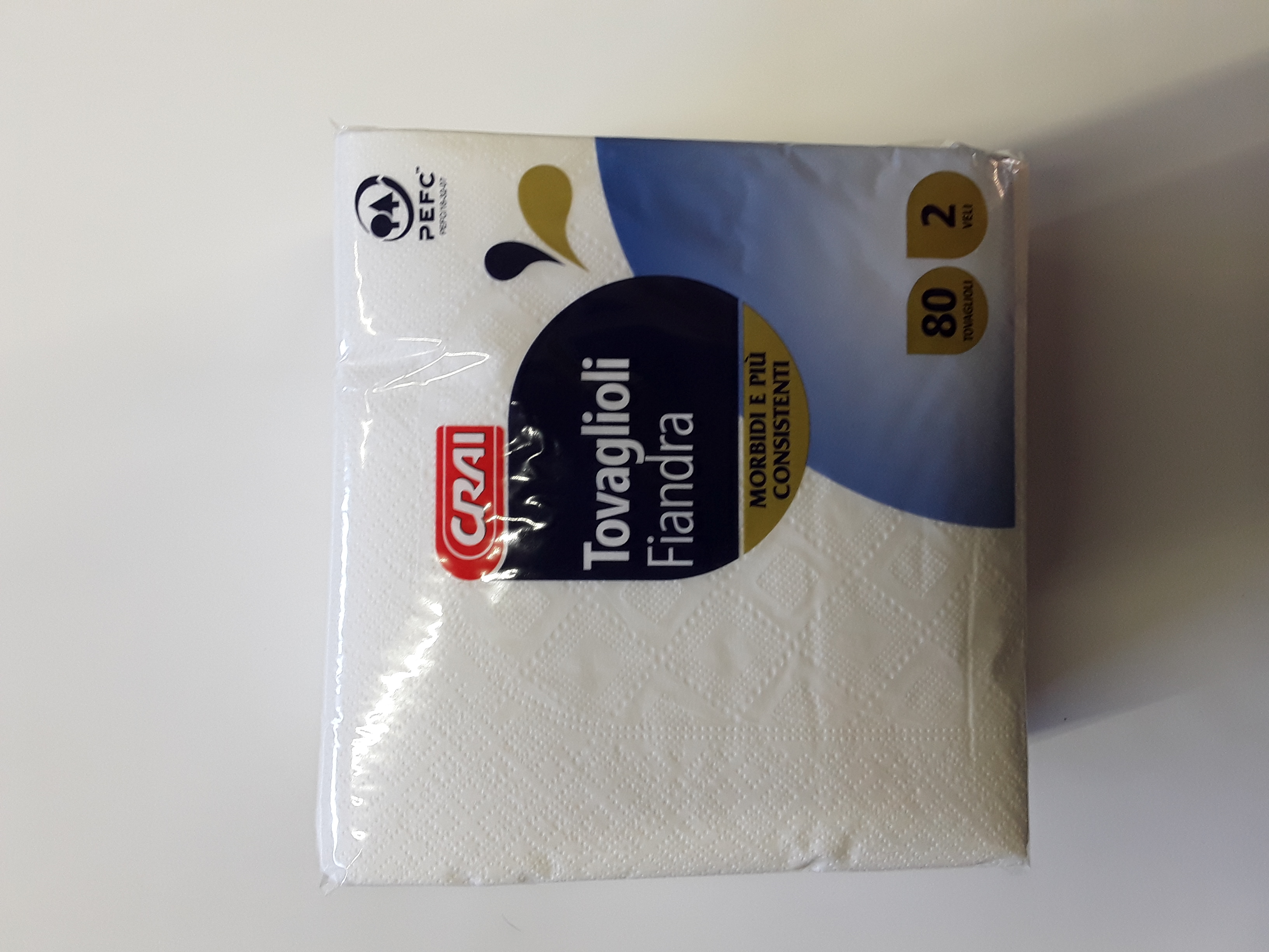 Tovaglioli Crai 2 Veli Bianchi 38x38 80pz