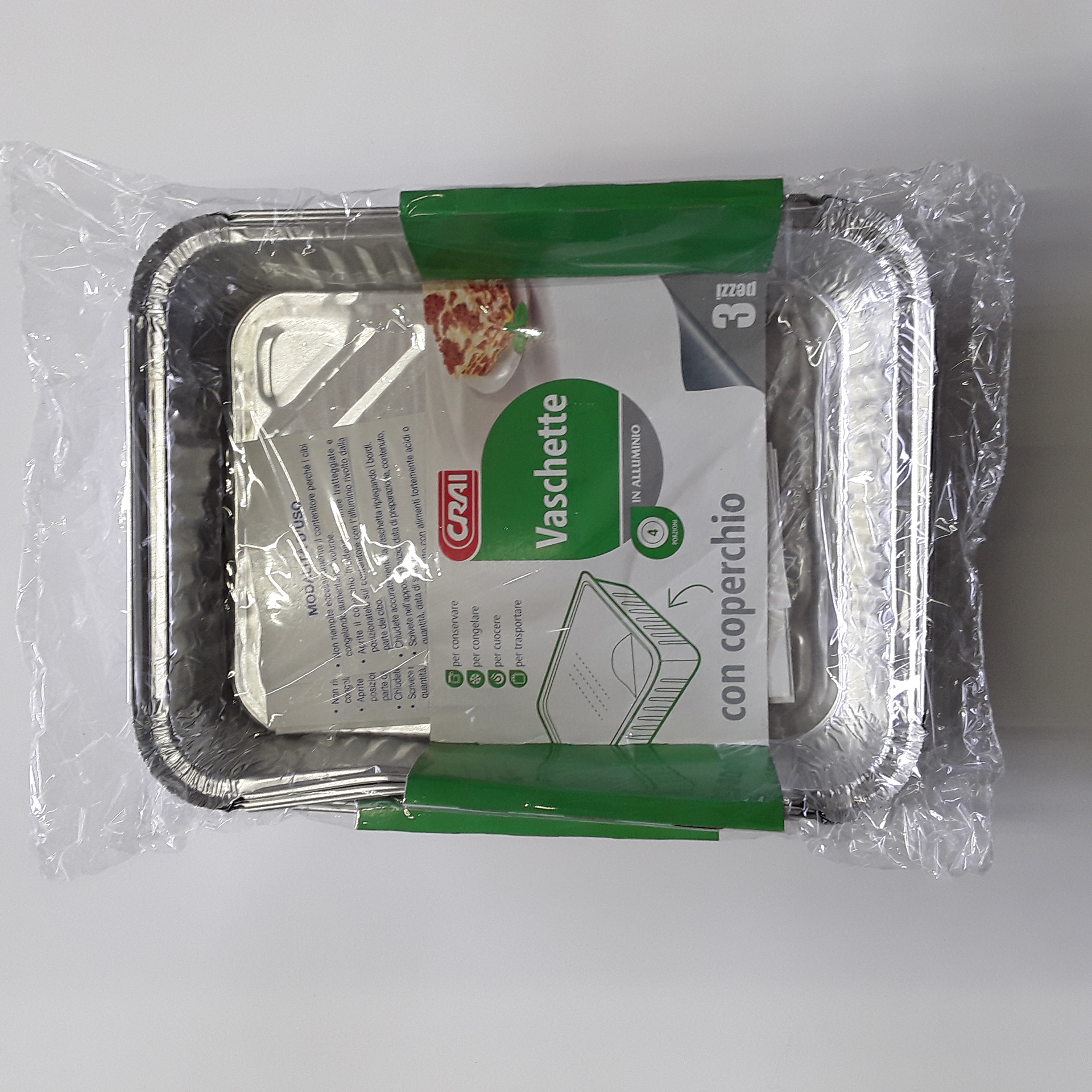 Vaschette Alluminio Crai 4 Porzioni x3 con Coperchio