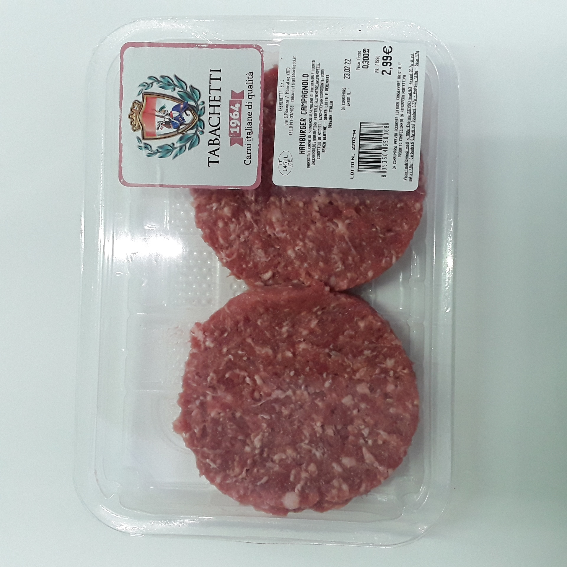 Hamburgher di Suino Tabacchetti 300gr